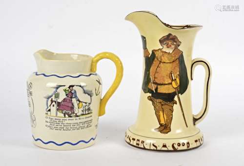 Two 20th Century Royal Doulton jugs, consisting of a 'Sea Shanty' jug, transfer printed with text