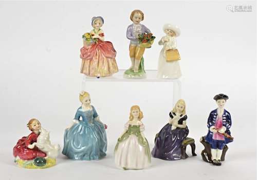 Seven Royal Doulton figures of children, including 'Cissie' HN1809, 'Almost Grown' HN3425, '