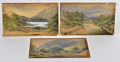 Three 19th Century watercolours, rural landscapes of Troutdale, Oregon USA, one dated in pencil (