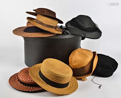 A selection of ladies 20th Century hats, including a Swan & Edgar Ltd black felt beret, a tan