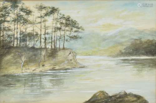 A pair of English School early 20th Century watercolours, Highland river and lake scenes, 26.5cm x