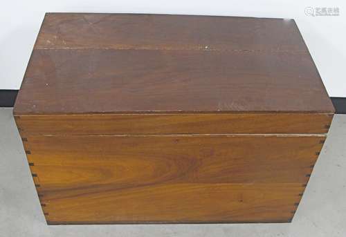 A camphor wood trunk, with revealed dovetail construction, 86.5cm x 50cm x 53cm