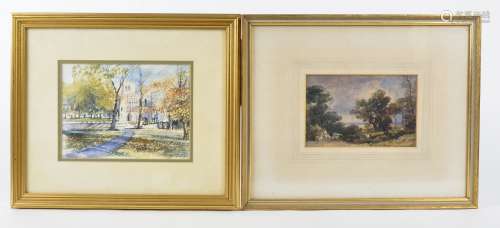 Five 19th & 20th Century watercolours, including a depiction of a Cathedral by Vernon Butler, 13.5cm