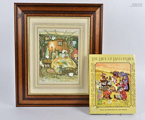 Four Ann Emmons gouache illustrations from 'The Mice of Lardon Hill', depicting mice picking