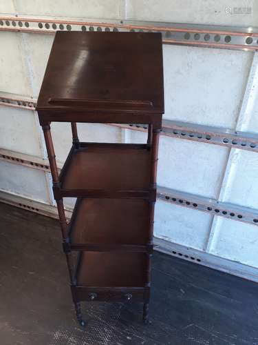 George III Mahogany Lectern Top Wot-Not, a square four tier example with adjustable lectern top on