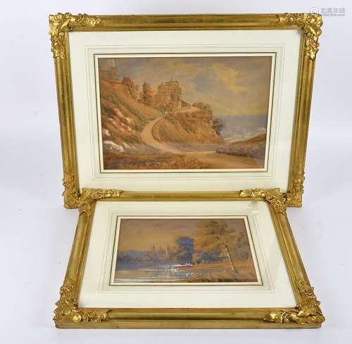 Five late 19th/early 20th Century watercolours on paper, landscapes and historical building