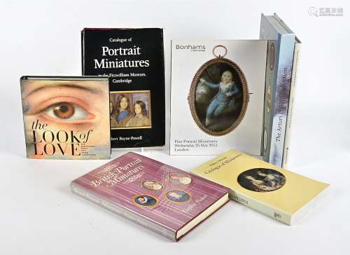 Six books on the subject of miniature portraiture, two signed, together with a Bonhams sale