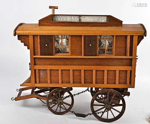 A wooden gypsy caravan by Robin Wilson, 49cm x 46cm x 26cm