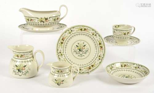 A Royal Doulton china part dinner service, in the Provencial pattern, including tureens, jug cups