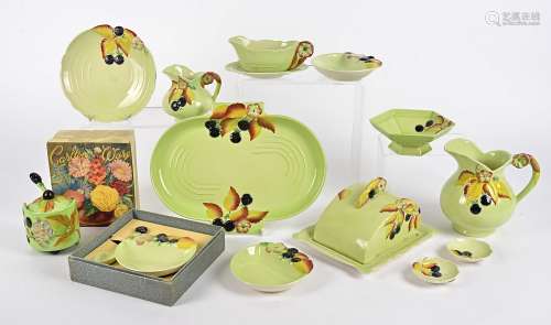 A 20th Century collection of Carlton Ware tablewares in the blackberry pattern, to include a lozenge