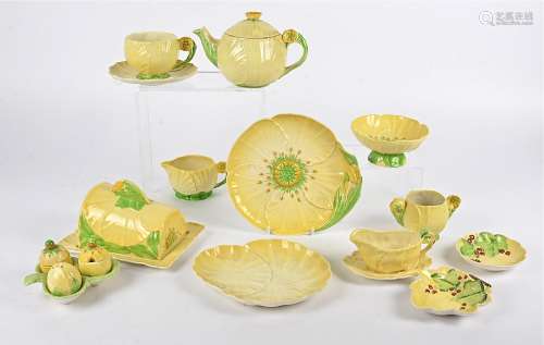 A collection of 20th Century Carlton Ware buttercup design tablewares, to include a butter dish,