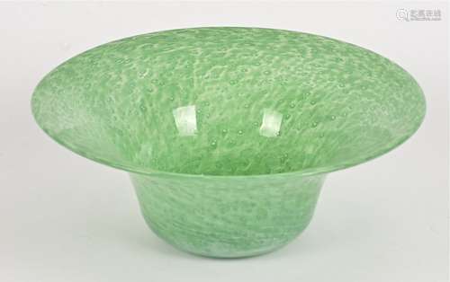 A Nazeing green glass bowl, diameter 25cm