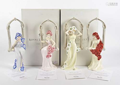 Four Royal Doulton 'Prestige Art Noveau' collection limited edition figures, comprising of 'Winter