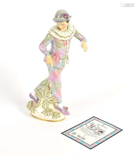 A Royal Doulon limited edition 'Harlequin' figurine, HN4058, 45/200, height 32cm, with certificate