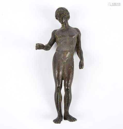 After the Antique a late 19th Century Grand Tour Study miniature bronze figure of a Roman youth,