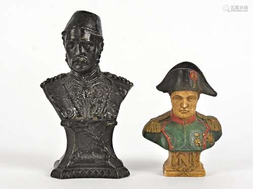 Two historical busts, one of Napoleon the other of General Gordon, height of the tallest 16.5cm (2)