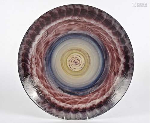 Harold Edwin an enamelled metalware bowl, with artist's signature to base, dated 1974, diameter 39.