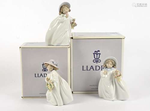 Three Lladro figures, comprising 6683 'Romance', 6684 'Dreams' and 6685 'Happiness', all in the