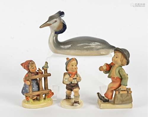 Three Gobel figurines, including 203 'Signs of Spring', 82 'School Boy' and 'Merry Wanderer',