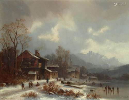 ANTON DOLL (1826 Munich 1887) Winter landscape. Oi…