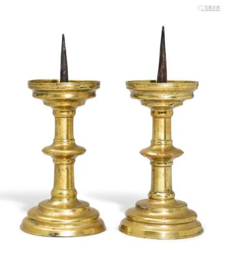 PAIR OF LATE GOTHIC CANDLESTICKS, Germany, 16th ce…