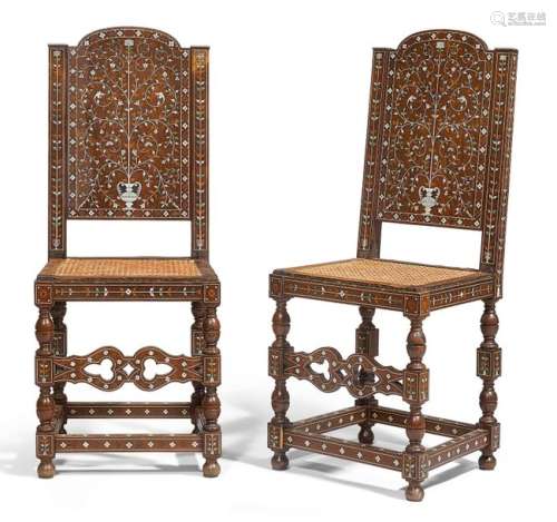 PAIR OF INLAID CHAIRS, Indo Portuguese. Goa, 17th/…