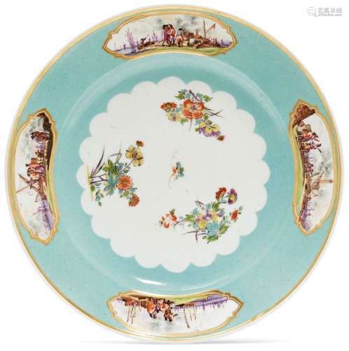 PLATE WITH CELADON GREEN BACKGROUND, FEATURING MER…