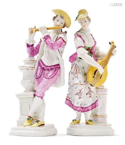 TWO FIGURES OF MUSICIANS, Ludwigsburg, ca. 1762. M…