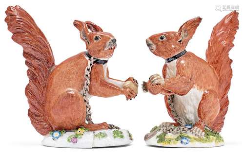 TWO MODELS OF SQUIRRELS, Meissen, ca. 1750. Model …