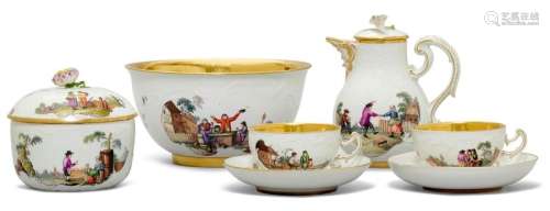 ITEMS OF A TEA SERVICE WITH TENIERS SCENES, Meisse…
