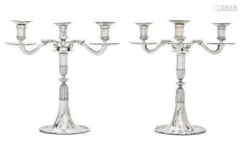PAIR OF CANDELABRAS, Lausanne, 18th century. Maker…