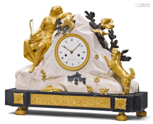 MANTEL CLOCK WITH DEPICTION OF DIANA, Restoration,…