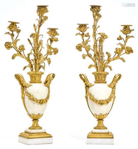 PAIR OF VASE SHAPED CANDELABRAS, Louis XVI, Paris …