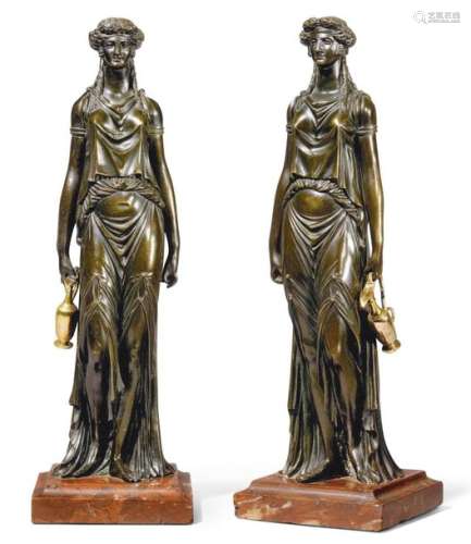 PAIR OF BRONZE FIGURES, Louis XVI style, after a m…