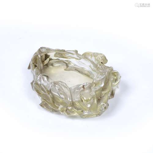 Rock crystal brush washer Chinese, 19th Century slightly yellow tinted and carved as a fruit and