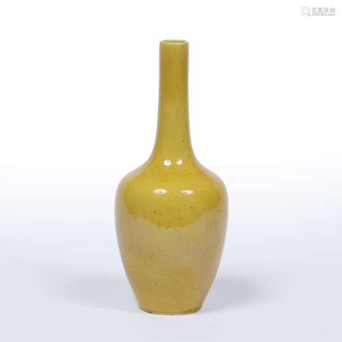 Imperial yellow glazed bottle vase Chinese, 18th/19th Century of pear shape with slender cylindrical