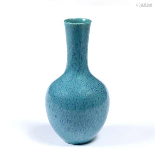 Porcelain bottle vase Chinese, mid 19th Century decorated with a duck egg blue mottled glaze 16cm