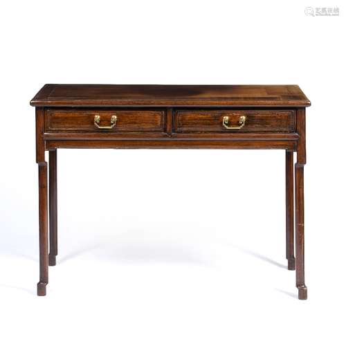 Hardwood side table Chinese, late 19th/early 20th Century fitted two drawers 110cm across x 51cm