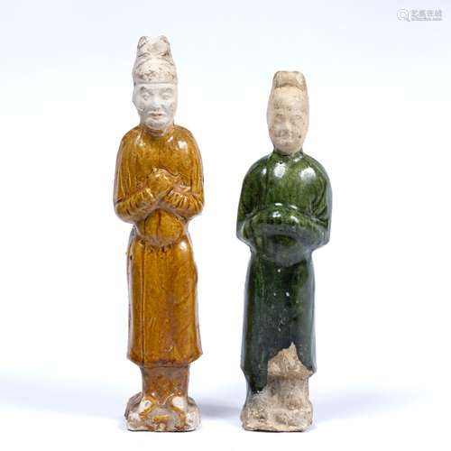 Two Sancai glazed figures Tang dynasty (618-907) the figures depicted in a standing position, with