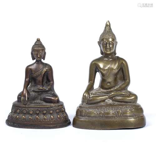 Bronze seated Buddha Sino-Tibetan, 19th Century 17.5cm high and a smaller Sino-Tibetan bronze