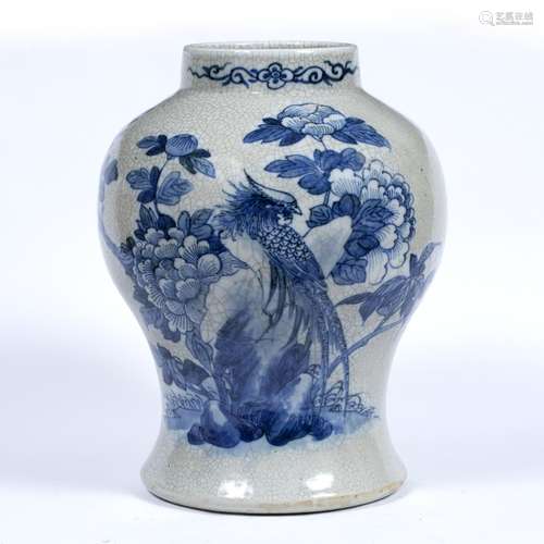 Crackleware baluster vase Chinese, 19th/early 20th Century soft paste, painted with a phoenix and