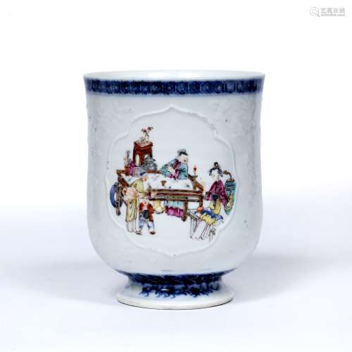 Porcelain 'European shape' tankard Chinese, Qianlong period painted with a central panel of