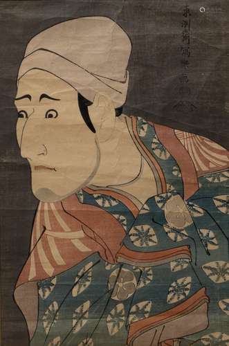 Toshusai Sharaku (Japaanese 18th/19th Century) 'Morita Kanya - Kabuki' Japanese woodblock print,