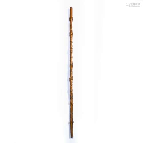 Bamboo cane Japanese, circa 1900 with various figures and animals carved 88.5cm