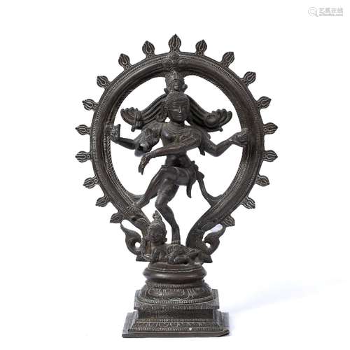 Bronze dancing Nataraja Indian, circa 1900 representing the dancing god Shiva 25cm high