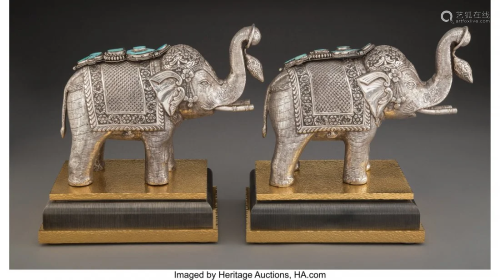 61400: A Pair of East Indian Silver and Turq…