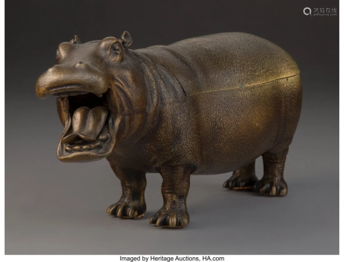 61403: An Austrian Patinated Bronze Hippopot…