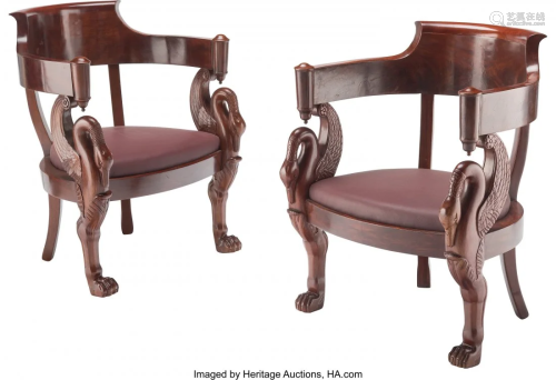 61281: A Pair of Empire-Style Carved Wood…