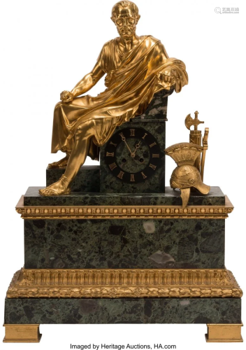 61199: A French Empire Marble and Gilt Br…