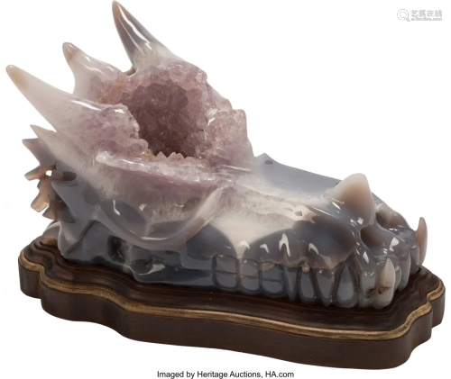 61435: A Carved Agate and Amethyst Head…